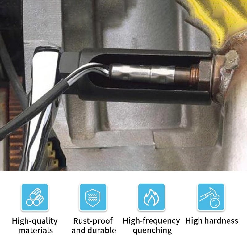 GLSOWEE Car Oxygen Sensor Socket with Side Wire Cutout, 3/8 Inch Drive ×7/8 Inch (22mm) with 3/4" Opening, Oxygen Sensor Offset Removal, Universal 6-Point O2 Installation Tool - Image 4